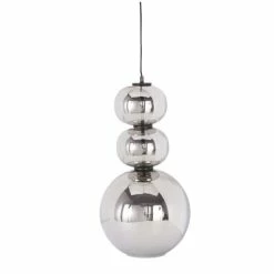 Maisons Du Monde Suspensions Suspension 3 Globes En Métal Et Verre Fumé H59