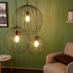 Nouvelles versions -Luminaires Soldes 2022 suspension 3 globes filaires noirs 1000 15 3 177410 6