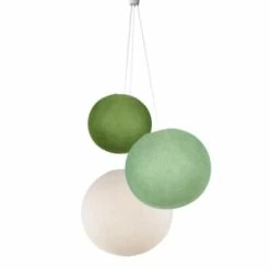 La Case De Cousin Paul Suspensions Suspension 3 Globes Moutarde-lin-écru -Luminaires Soldes 2022 suspension 3 globes olive tilleul ecru