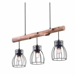 Rendez Vous Déco Suspensions Suspension 3 Lampes En Bois D'eucalyptus Et Métal Noir -Luminaires Soldes 2022 suspension 3 lampes en bois d eucalyptus et metal noir 4