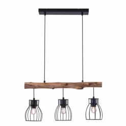 Rendez Vous Déco Suspensions Suspension 3 Lampes En Bois D'eucalyptus Et Métal Noir -Luminaires Soldes 2022 suspension 3 lampes en bois d eucalyptus et metal noir 5