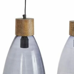 Maisons Du Monde Suspensions Suspension 4 Abat-jours En Verre Fumé Et Support En Bois De Manguier -Luminaires Soldes 2022 suspension 4 abat jours en verre fume et support en bois de manguier 1000 13 8 226861 4