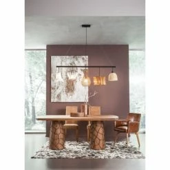 Kare Design Suspensions Suspension 5 Abat-jours En Rotin Et Tissu -Luminaires Soldes 2022 suspension 5 abat jours en rotin et tissu 1