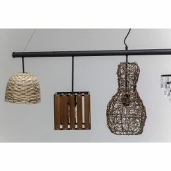 Kare Design Suspensions Suspension 5 Abat-jours En Rotin Et Tissu -Luminaires Soldes 2022 suspension 5 abat jours en rotin et tissu 2