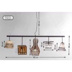 Kare Design Suspensions Suspension 5 Abat-jours En Rotin Et Tissu -Luminaires Soldes 2022 suspension 5 abat jours en rotin et tissu 3