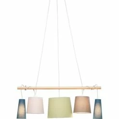 Kare Design Suspensions Suspension 5 Abat-jours En Textile Et Frêne -Luminaires Soldes 2022 suspension 5 abat jours en textile et frene 4