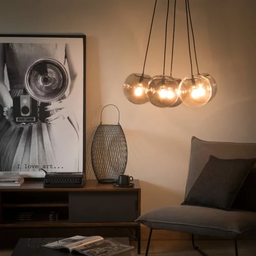 Maisons Du Monde Suspensions Suspension 5 Boules En Verre Et Verre Fumé 4 Maisons Du Monde Suspensions Suspension 5 Boules En Verre Et Verre Fumé – Image 2