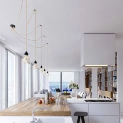 Nouvelles versions -Luminaires Soldes 2022 suspension 5 fils electriques en tissu ficelle 3 5m douille noire 1