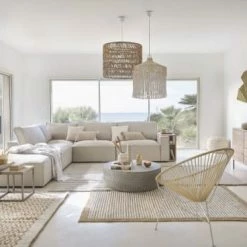 Maisons Du Monde Suspensions Suspension Avec Abat-jour Tressé En Macramé Coloris Blanc -Luminaires Soldes 2022 suspension avec abat jour tresse en macrame coloris blanc 1000 16 8 212142 3