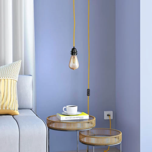 Hoopzi Suspensions Suspension Bala En Lin Français -Moutarde Cordon Tissé - 4,5m 4 Hoopzi Suspensions Suspension Bala En Lin Français -Moutarde Cordon Tissé - 4,5m – Image 2