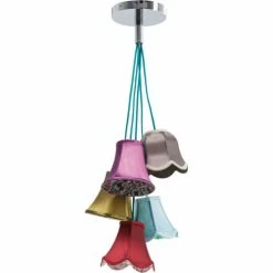 Kare Design Suspensions Suspension Bohème 5 Abat-jours En Tissu -Luminaires Soldes 2022 suspension boheme 5 abat jours en tissu 3