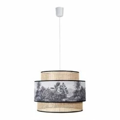 Decoratie Suspensions Suspension Cannage Et Tissu D40cm -Luminaires Soldes 2022 suspension cannage et tissu d40cm 2