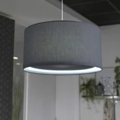Metropolight Suspensions Suspension Cylindre Avec Diffuseur Textile Gris D39cm -Luminaires Soldes 2022 suspension cylindre avec diffuseur textile gris d39cm 1
