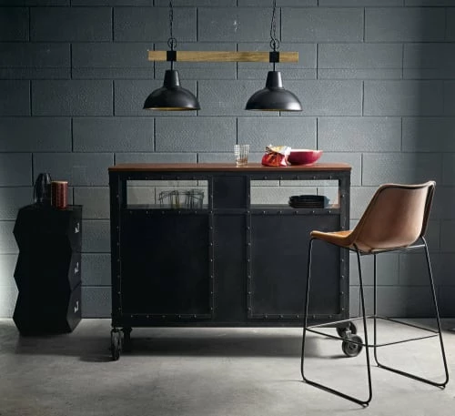 Maisons Du Monde Suspensions Suspension Double En Métal Noir Et Manguier 7 Maisons Du Monde Suspensions Suspension Double En Métal Noir Et Manguier – Image 5