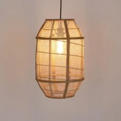 Mica Decorations Suspensions Suspension En Bois Beige Et Lin -Luminaires Soldes 2022 suspension en bois beige et lin 4