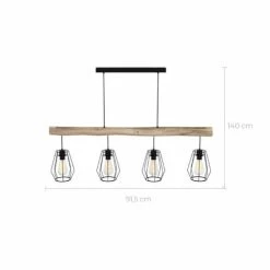 Rendez Vous Déco Suspensions Suspension En Bois Et Métal 4 Lampes -Luminaires Soldes 2022 suspension en bois et metal 4 lampes 2