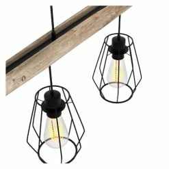 Rendez Vous Déco Suspensions Suspension En Bois Et Métal 4 Lampes -Luminaires Soldes 2022 suspension en bois et metal 4 lampes 4