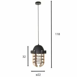 Now’s Home Suspensions Suspension En Bois Et Métal Noir -Luminaires Soldes 2022 suspension en bois et metal noir 2