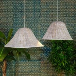 Now’s Home Suspensions Suspension En Feuilles De Palmier Blanche 55x28cm -Luminaires Soldes 2022 suspension en feuilles de palmier blanche 55x28cm 1