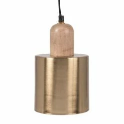 Maisons Du Monde Suspensions Suspension En Métal Doré Et Bois De Manguier Marron