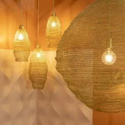 Now’s Home Suspensions Suspension En Métal Filaire Doré Ronde D73cm -Luminaires Soldes 2022 suspension en metal filaire dore ronde d73cm 2