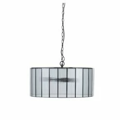 Maisons Du Monde Suspensions Suspension En Métal Noir Et Verre Ondulé