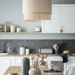 Maisons Du Monde Suspensions Suspension En Rotin Et Coton Gris -Luminaires Soldes 2022 suspension en rotin et coton gris 1000 4 14 223792 3