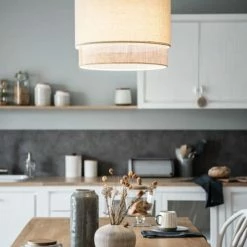 Maisons Du Monde Suspensions Suspension En Rotin Et Coton Gris -Luminaires Soldes 2022 suspension en rotin et coton gris 1000 4 14 223792 4