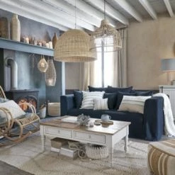 Maisons Du Monde Suspensions Suspension En Rotin Tressé Et Métal Noir -Luminaires Soldes 2022 suspension en rotin tresse et metal noir 1000 3 10 211857 4