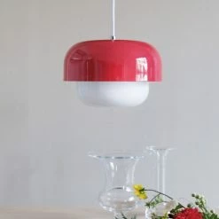 Dyberg Larsen Suspensions Suspension En Verre Et Métal Rouge Clair, H 15 Cm D 23 Cm -Luminaires Soldes 2022 suspension en verre et metal rouge clair h 15 cm d 23 cm 1
