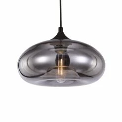 Lussiol Lighting Suspensions Suspension En Verre Gris D. 28 Cm