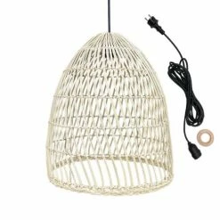 LUMISKY Suspensions Suspension Extérieur Rotin Beige D40CM