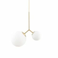 House Doctor Suspensions Suspension Laiton En Verre Blanc Et Gris -Luminaires Soldes 2022 suspension laiton en verre blanc 6