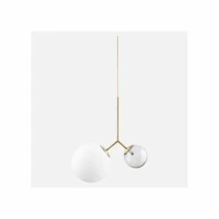 House Doctor Suspensions Suspension Laiton En Verre Blanc Et Gris -Luminaires Soldes 2022 suspension laiton en verre blanc et gris 2