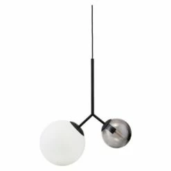 House Doctor Suspensions Suspension Laiton En Verre Blanc Et Gris -Luminaires Soldes 2022 suspension noire en verre blanc et gris