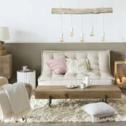 Maisons Du Monde Suspensions Suspension Rampe 5 Douilles En Peuplier Et Métal Blanc -Luminaires Soldes 2022 suspension rampe 5 douilles en peuplier et metal blanc 1000 0 4 202708 3