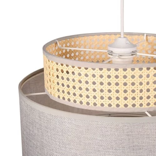 Decoratie Suspensions Suspension Ronde Gigogne Cannage Gris D40cm 4 Decoratie Suspensions Suspension Ronde Gigogne Cannage Gris D40cm – Image 2