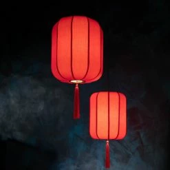 Dutchbone Suspensions Suspension Style Lanterne Japonaise D30cm Rouge -Luminaires Soldes 2022 suspension style lanterne japonaise d30cm rouge 5