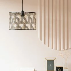 Maisons Du Monde Suspensions Suspension Tambour En Métal Ajouré Noir Et Doré -Luminaires Soldes 2022 suspension tambour en metal ajoure noir et dore 1000 6 16 210551 2