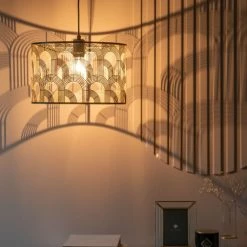 Maisons Du Monde Suspensions Suspension Tambour En Métal Ajouré Noir Et Doré -Luminaires Soldes 2022 suspension tambour en metal ajoure noir et dore 1000 6 16 210551 3