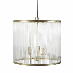 Maisons Du Monde Suspensions Suspension Tambour En Verre 3 Branches En Métal Doré