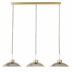 Maisons Du Monde Suspensions Suspension Triple En Métal Doré Et Verre Teinté Noir